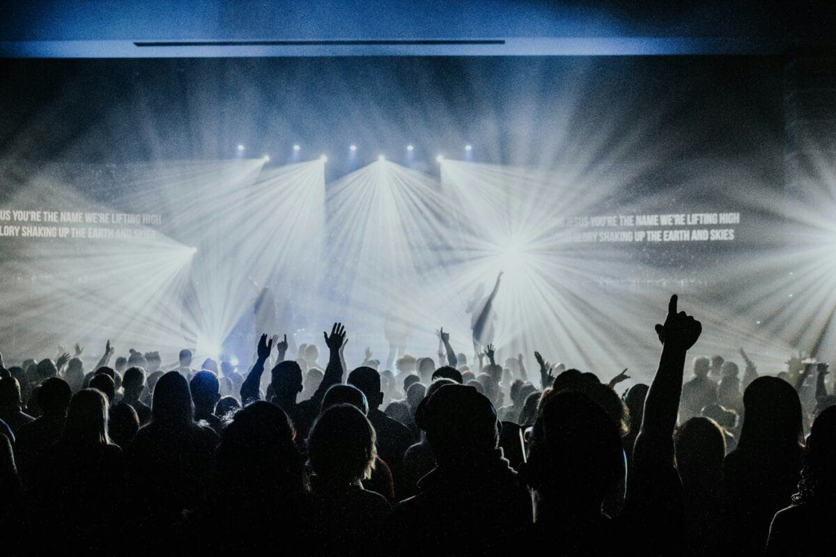 A crowd watching a live concert performance